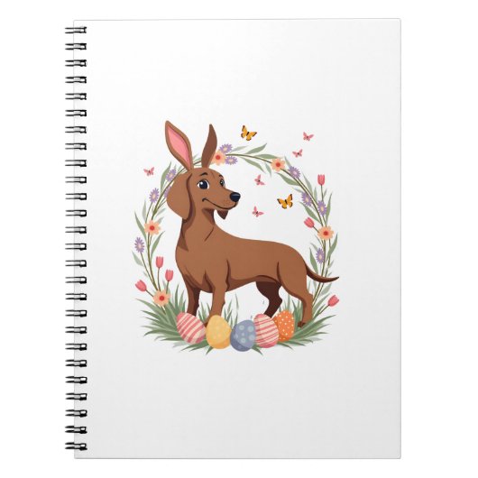 Carnet Vintage Easter Dachshund Bunny Dog with Floral Egg (Devant)