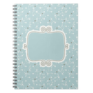 Carnet Vintage, élégant, Bleu bébé, damassé, antique