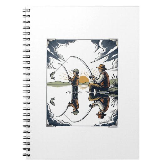 Carnet Vintage Father and Child Fishing Engraving Shirt D (Devant)