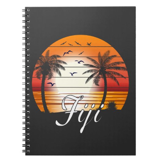 Carnet Vintage Fiji Palm Trees Summer Beach (Devant)
