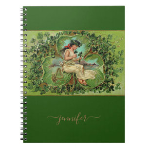 Carnet Vintage fille avec Shamrocks Personnalisé Happy