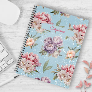Carnet Vintage Floral Personnalisé Peony Motif
