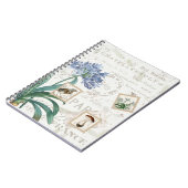 Carnet Vintage français Script Nature Flower Bird Champin (Côté gauche)