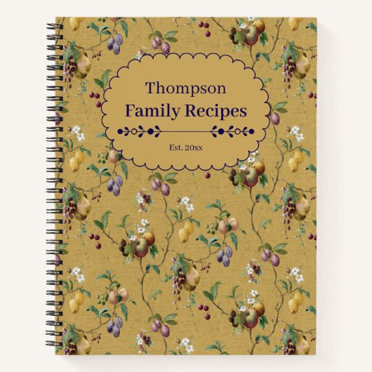Carnet Vintage Fruit Pattern Recipe (Devant)