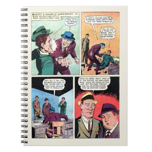 Carnet Vintage Gangster Comics Mob Boss bat Henchman (Devant)