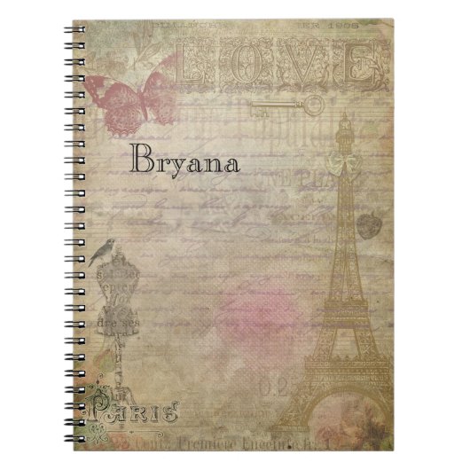 Carnet Vintage Glam Paris Shabby Chic Custom (Devant)
