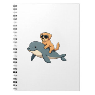 Carnet Vintage Golden Retriever montant une baleine blanc