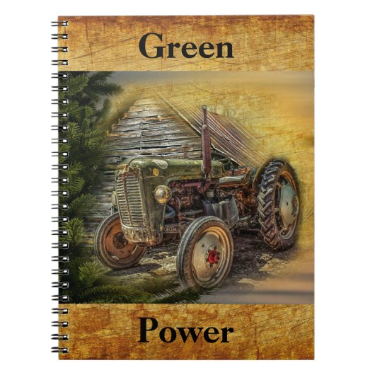 Carnet Vintage Green Tractor Rustic (Devant)