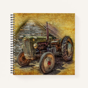 Carnet Vintage Green Tractor Rustic