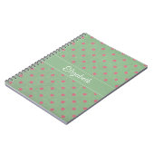 Carnet Vintage Green with Pink Polka Dots (Côté gauche)