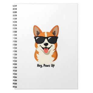 Carnet Vintage Hey, Paws Up Corgi avec Lunettes de Soleil