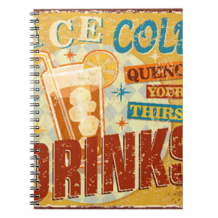 Carnet Vintage Ice Froid Boissons signe métallique. vinta