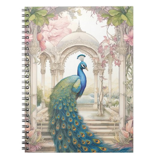 Carnet Vintage Indian Style Floral Garden Peacock (Devant)