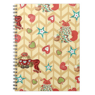 Carnet Vintage main dessinée noël sans couture motif