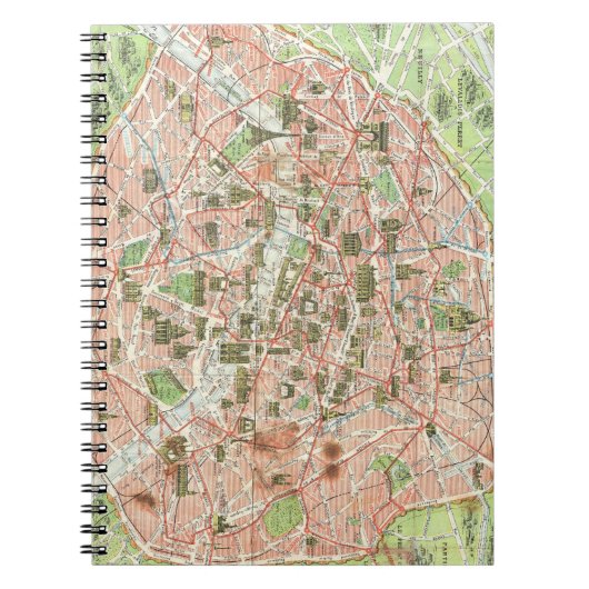 Carnet Vintage map of Paris (Devant)