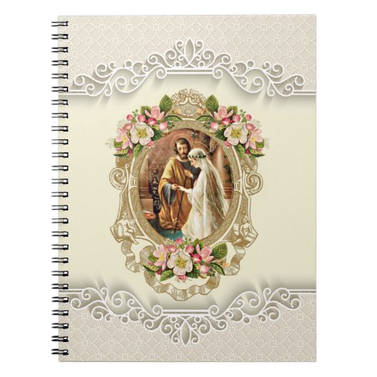 Carnet Vintage Mariage religieux Fiançailles Floral (Devant)