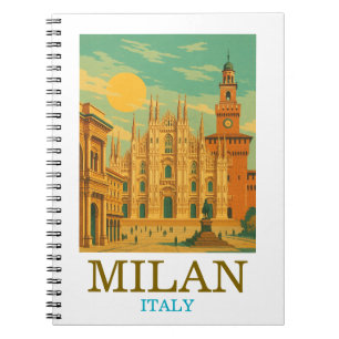 Carnet Vintage Milan Italie Voyage   Duomo rétro