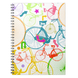Carnet Vintage moderne Vélo couleur brillante Motif néon