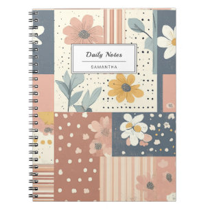 Carnet Vintage Motif de Patchwork Floral - Pastel (11)