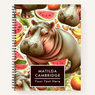 Carnet Vintage Motif d'hippopotame tropical