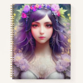 Carnet Vintage Mucha Style Belle femme Portrait (Devant)