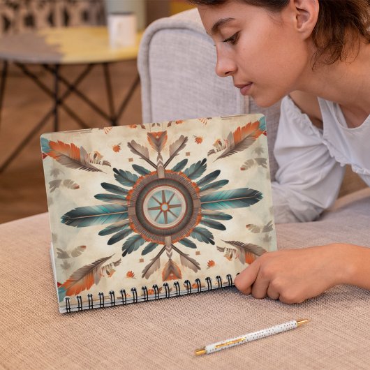 Carnet Vintage Native Feather Retro Dream Catcher Motif