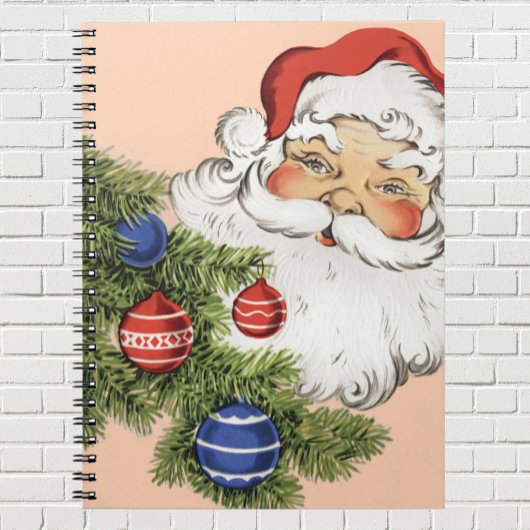 Carnet Vintage Noël Père Noël avec Arbre