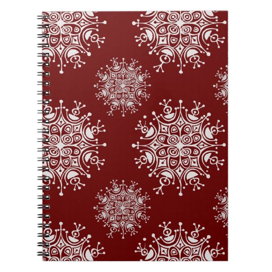 Carnet Vintage Noël Snowflakes Red Blizzard Motif (Devant)