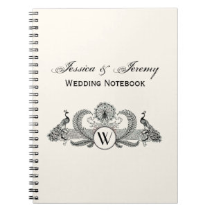 Carnet Vintage Peacocks Monogram Ivory BG