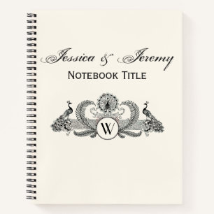 Carnet Vintage Peacocks Monogram Ivory BG