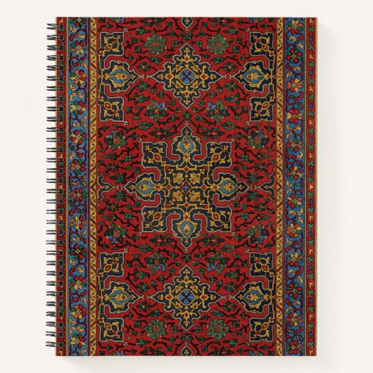 Carnet Vintage Persian Rug Pattern Red Blue Arabesque (Devant)