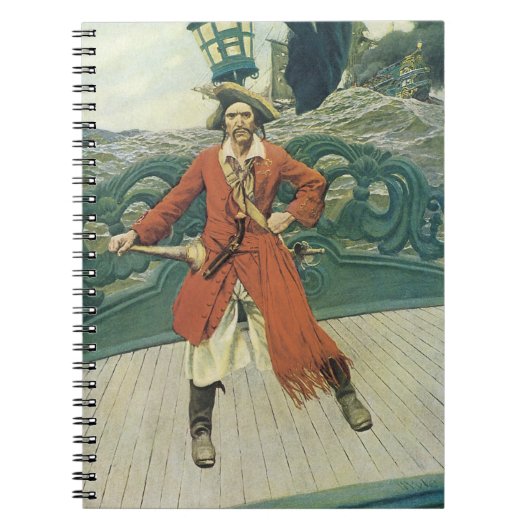 Carnet Vintage Pirates, capitaine Keitt par Howard Pyle (Devant)