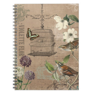 carnet vintage pour oiseaux et jardins