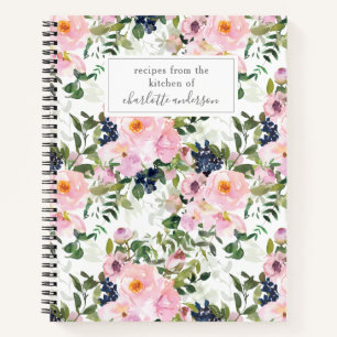 Carnet Vintage recette florale rose rose personnalisée