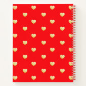 Carnet Vintage Red Gold Hearts Nom personnalisé (Dos)