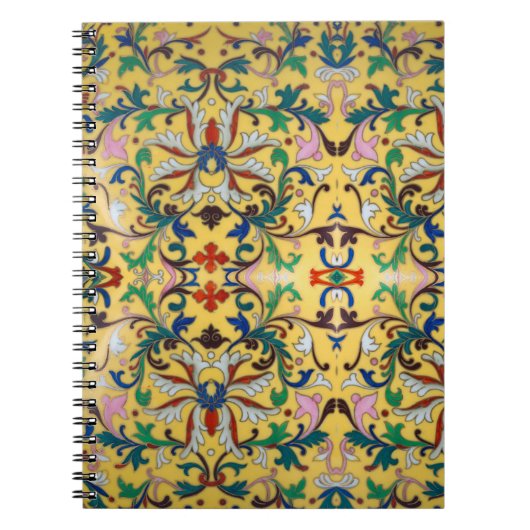 Carnet Vintage rétro Floral Minton Carrelage Botanique (Devant)