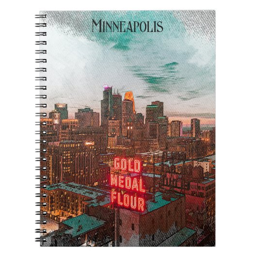 Carnet Vintage Retro Minneapolis Minnesota Voyage Skyline (Devant)