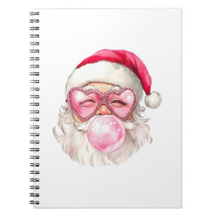 Carnet Vintage Retro Père Noël Noël Bubble Gum Lunettes d
