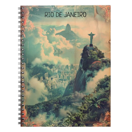 Carnet Vintage Rio de Janeiro Voyage Jésus Statue (Devant)