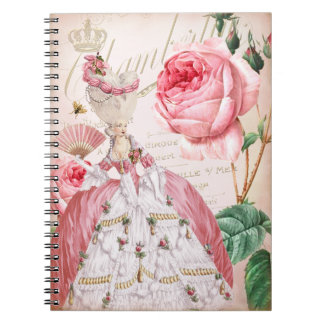 Carnet vintage rose de roses de Marie Antoinette