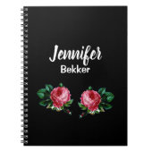 Carnet Vintage rose fleur nom personnalisé noir (Devant)