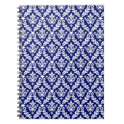 Carnet vintage Royal Blue Damask (Devant)