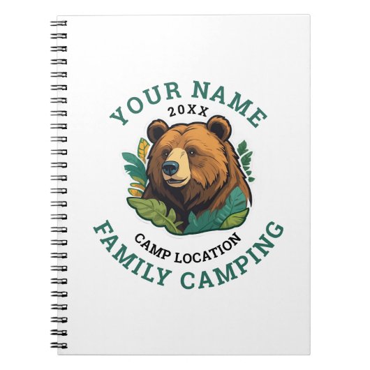 Carnet Vintage Rustic Bear Famille Camping (Devant)
