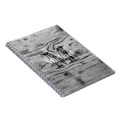 Carnet Vintage rustique gris noir bois brûlé Monogramme (Côté Droit)