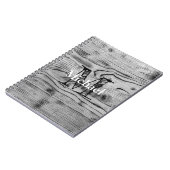 Carnet Vintage rustique gris noir bois brûlé Monogramme (Côté gauche)