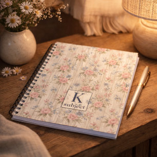 Carnet Vintage Rustique Shabby Chic Floral sur Bois Maiso