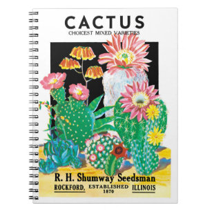 Carnet Vintage Seed Packet Étiquette Art Desert Cactus Pl