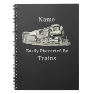 Carnet Vintage Steam Train Easily Distracted By, Add Name