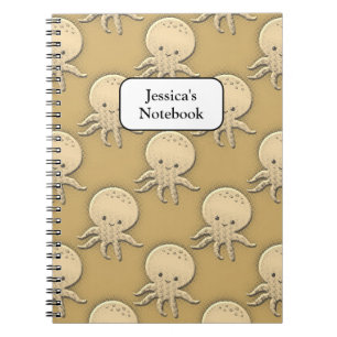 Carnet Vintage Style Sepia Baby Octopus Pattern
