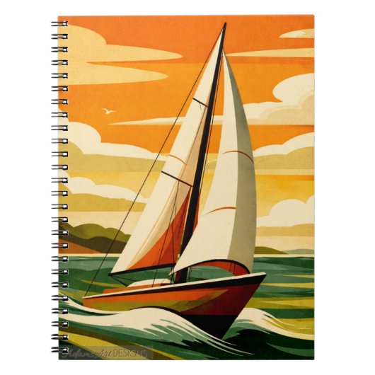 Carnet Vintage Sunset Sailboat Ocean Adventure (Devant)